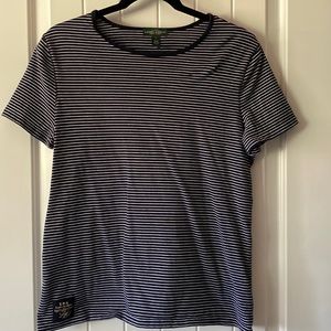 LRL Ralph Lauren Jeans Co Navy & White Striped Tee size L